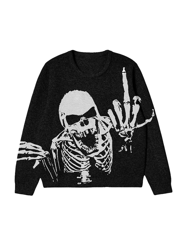 Suéter con estampado de calavera callejera para hombre-1