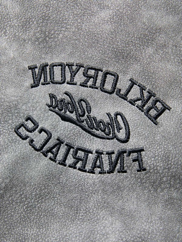 Chaqueta de empalme de cuero con bordado Tie Dye para hombre-3