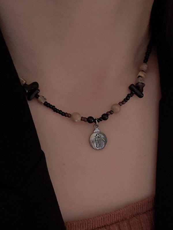 Collar étnico con cuentas de piedra natural-2