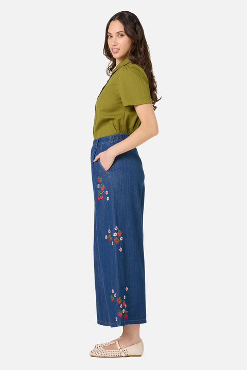 Culotte ricamata con motivo a fiori di bacca-3