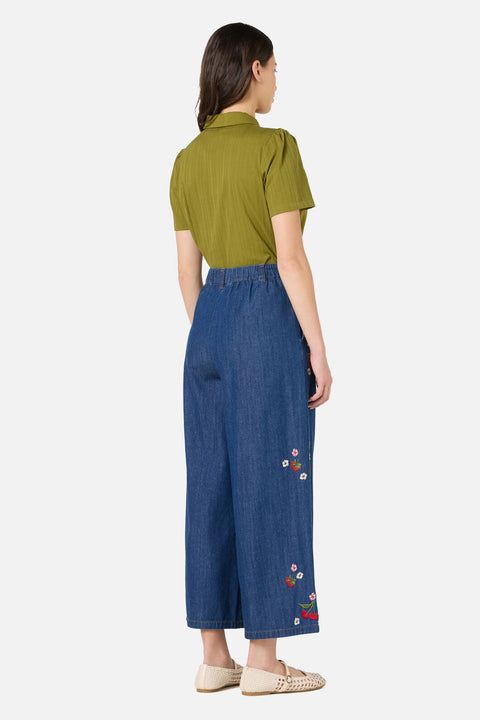 Culotte ricamata con motivo a fiori di bacca-4