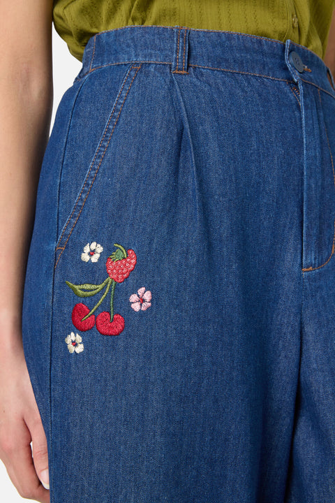Culotte ricamata con motivo a fiori di bacca-1
