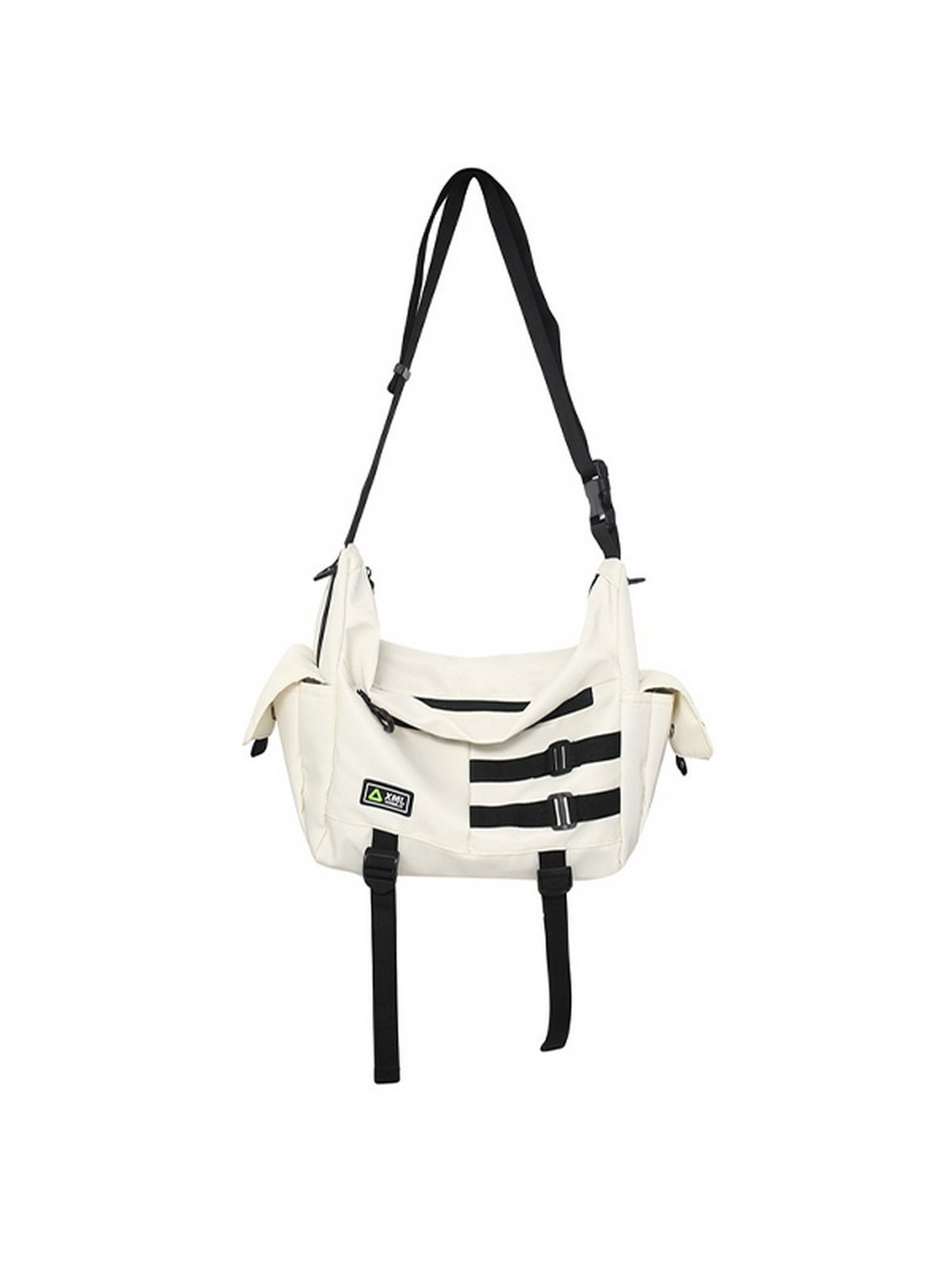 Bolso bandolera grande de nailon con correa con hebilla-4