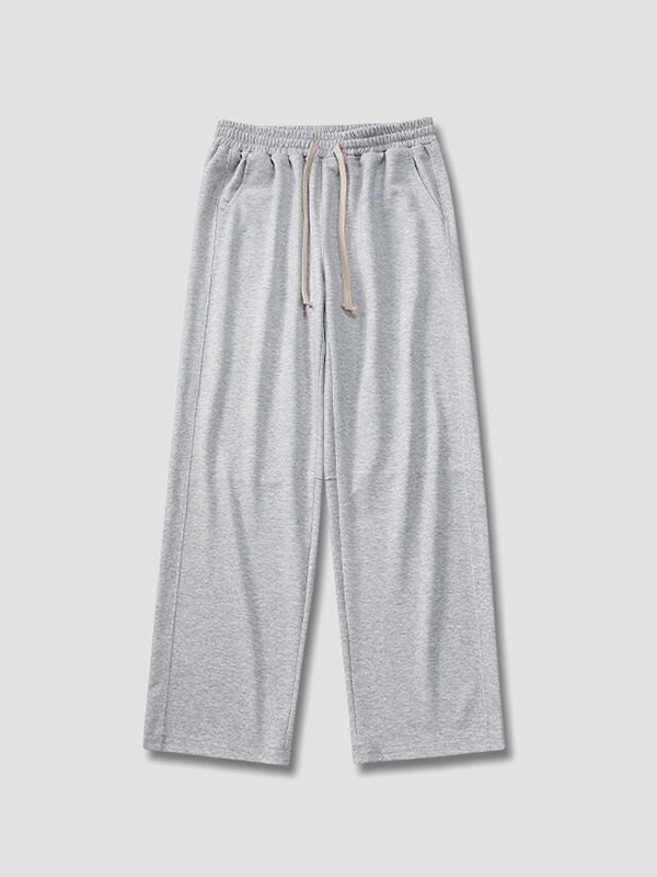 Pantalones de chándal sueltos de color sólido simple para hombre-4