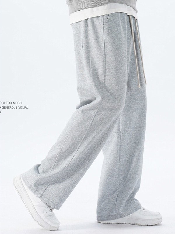 Pantalones de chándal sueltos de color sólido simple para hombre-1
