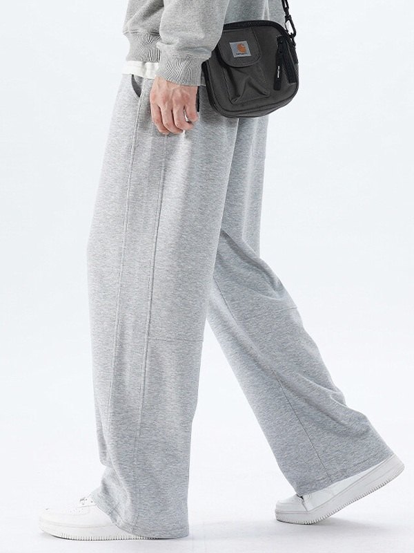 Pantalones de chándal sueltos de color sólido simple para hombre-2
