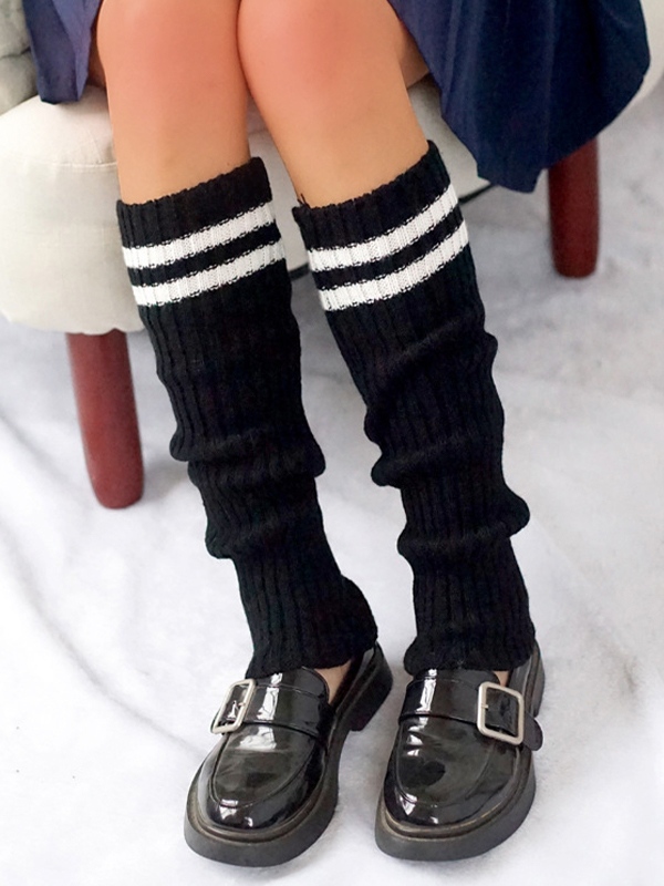 Calentador de piernas de punto acanalado-1